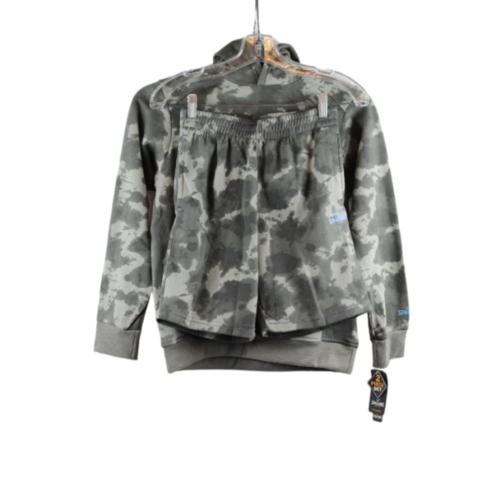 Spalding Camou Gray Boys 2 Piece Fleece Set Short & Sweatshirt 14/16 002